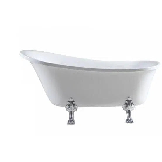 Fienza Clawfoot Acrylic Bath, Semi-Gloss Chrome, Black Or White Feet