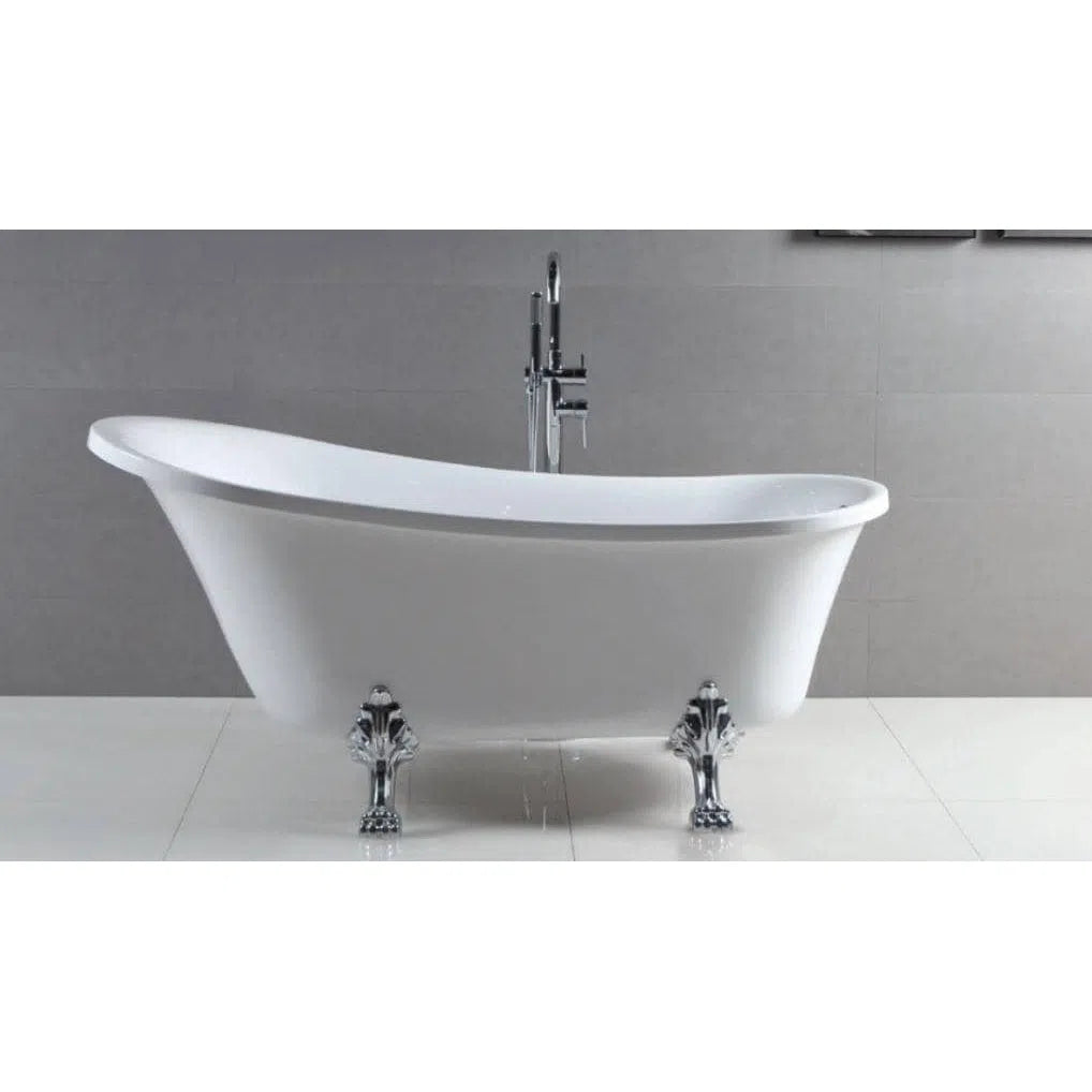 Fienza Clawfoot Acrylic Bath, Semi-Gloss Chrome, Black Or White Feet