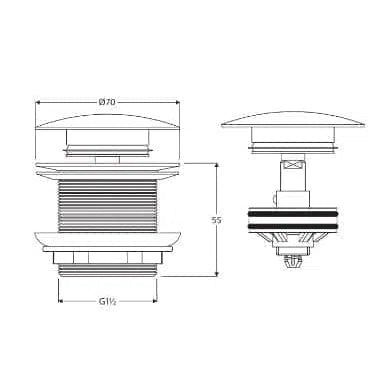 Fienza Pull Out/Pop-Up 40mm Bath Waste, Gun Metal