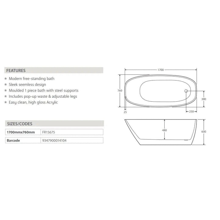 Freestanding Bath Fienza Fienza Athenia Freestanding Bath