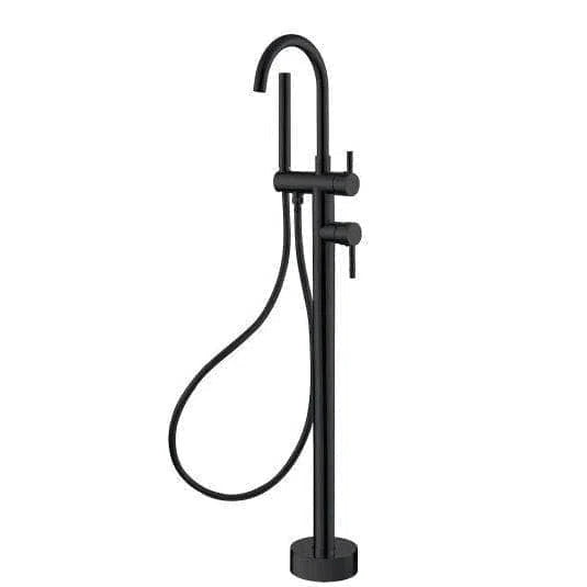 Fienza Hustle Black Free Standing Bath Filler with Handshower