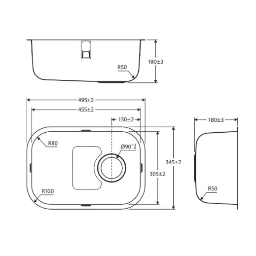 Fienza Tiva 345 Kitchen Sink Single Bowl