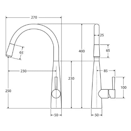 Fienza - Isabella Deluxe Pull Out Sink Mixer - Brushed Nickel