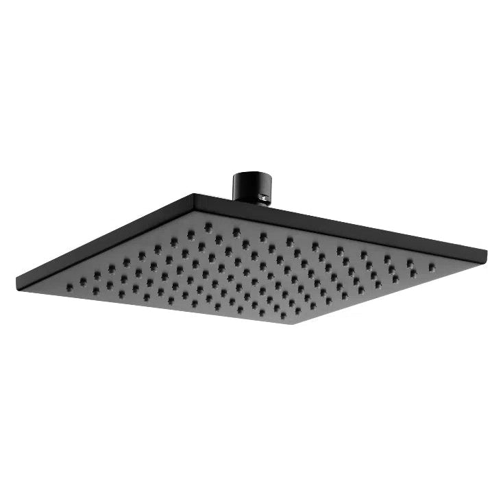 Fienza Modena Black 200mm Square Shower Head And Upswept Arm