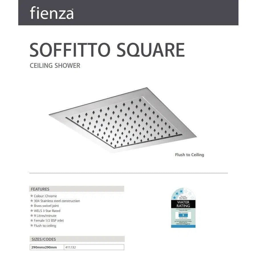 Fienza Soffitto Square Ceiling Shower 290mm x 290mm
