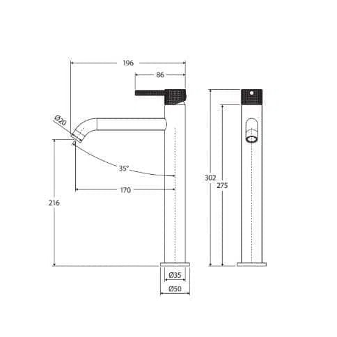 Fienza Axle Tall Basin Mixer - Gun Metal