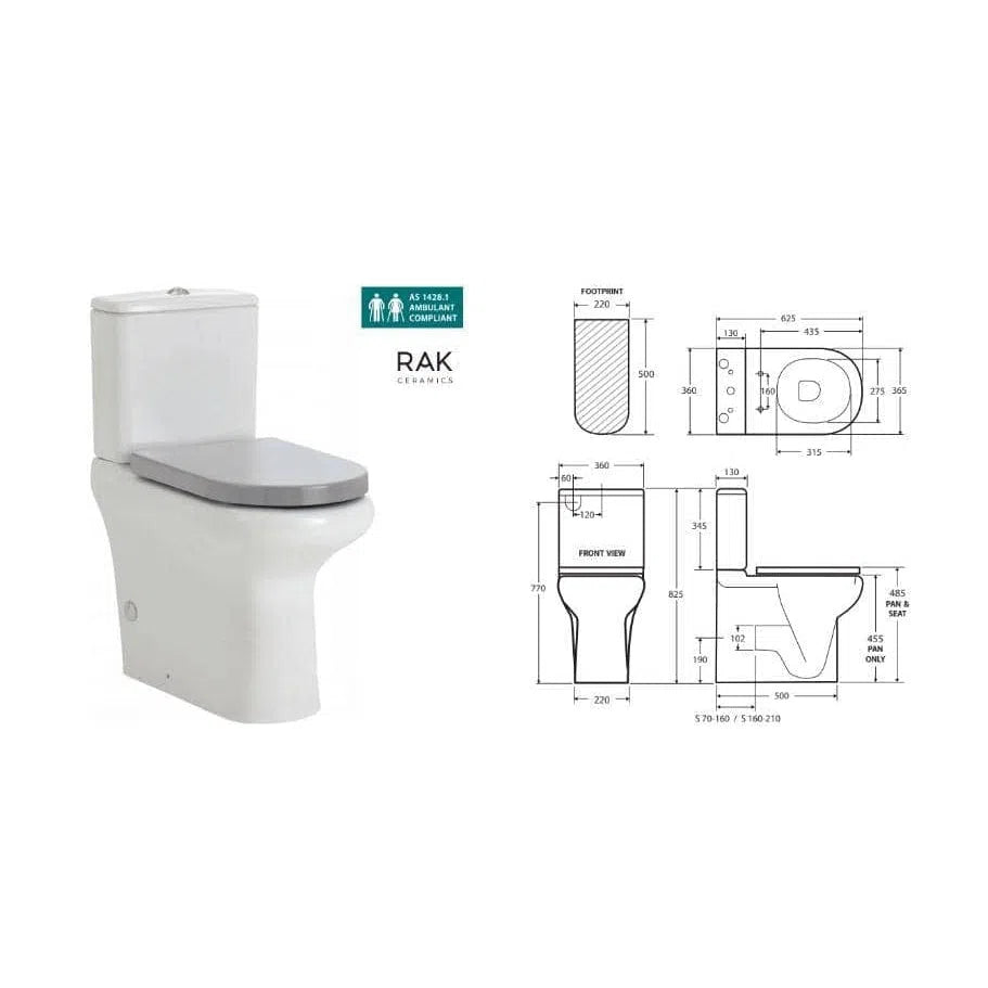 Rak Compact Back-To-Wall Toilet Suite - Grey