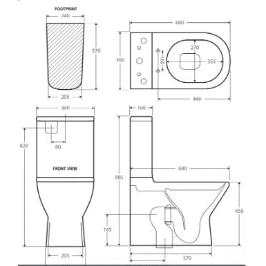 Fienza Delta Rimless / Extra Height Back-To-Wall Suite