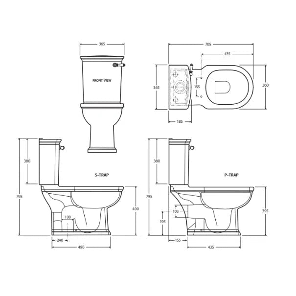 Rak Washington Front Lever Close-Coupled Toilet Suite
