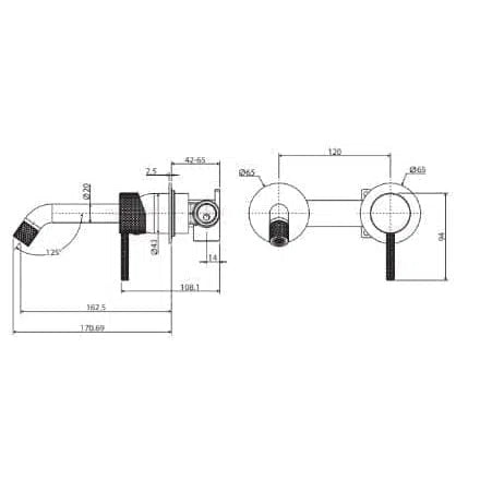 Fienza Axle Wall Basin/Bath Set - Matte Black