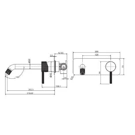 Fienza Axle Wall Basin/Bath Set With Plate - Gun Metal