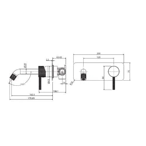 Fienza Axle Wall Basin/Bath Set With Plate - Gun Metal