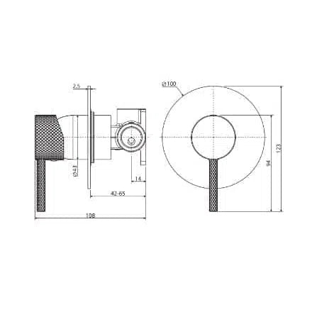 Fienza Axle Wall Mixer, Brushed Nickel, Large Round Plate