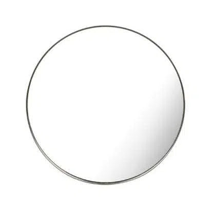 Round Brushed Framed Mirror - Black & Stainless Steel