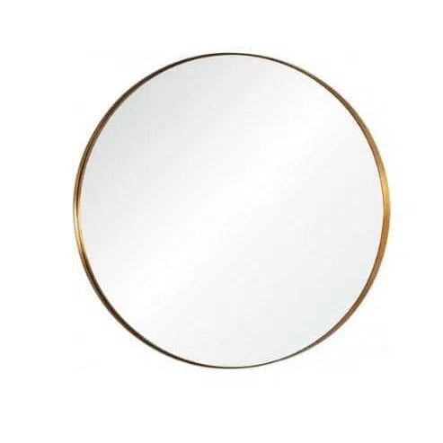 Round Brushed Gold Framed Mirror