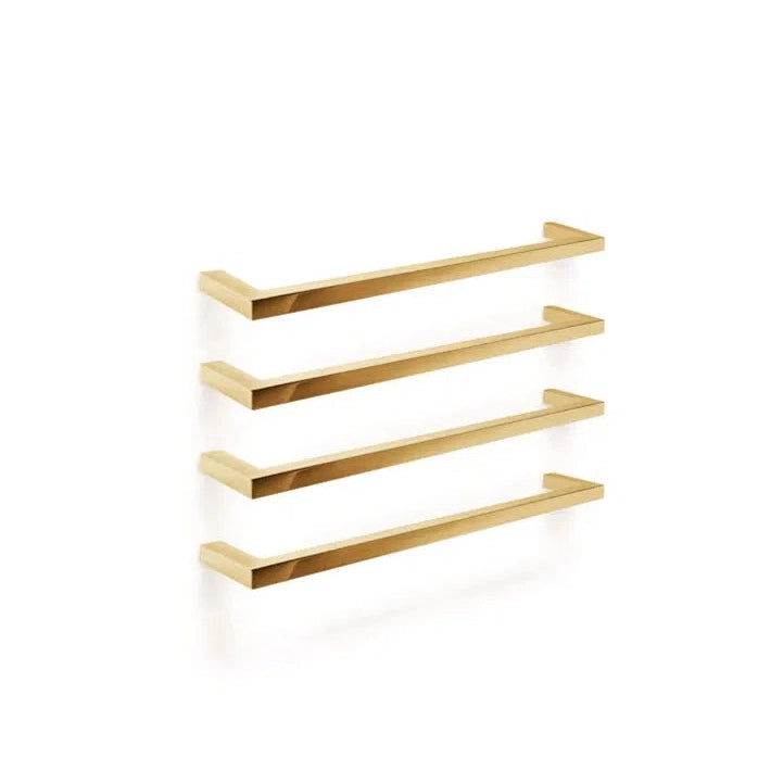 Forme Single Bar Heated Square Towel Rail Brushed Gold