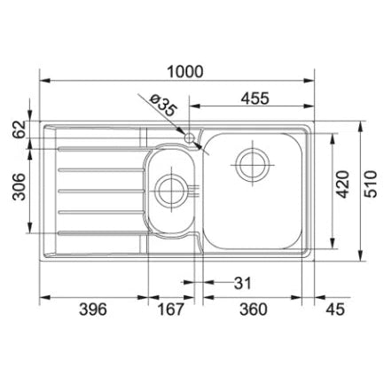 Franke Neptune 1 1/4 Bowl Sink