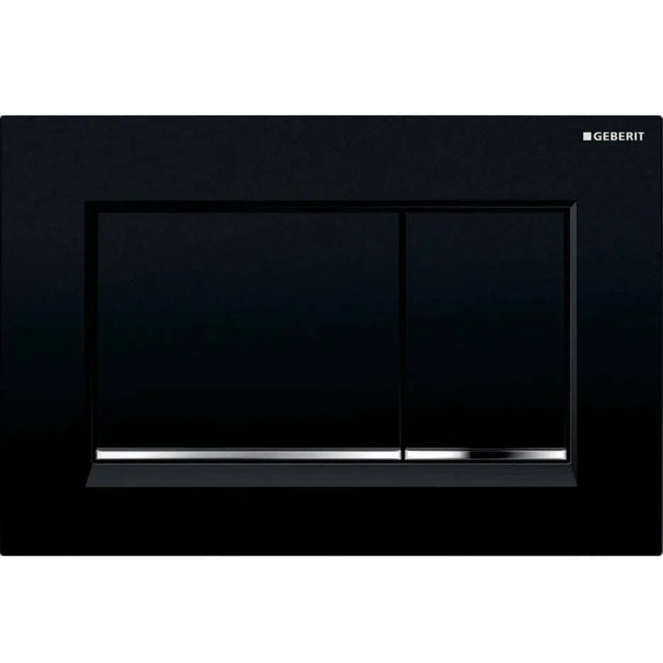 Geberit Sigma30 Dual Flush Button & Access Plate - Gloss Black/Chrome Trim