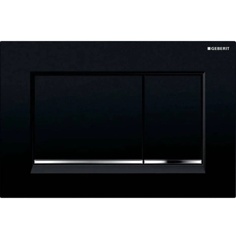 Spare Parts Geberit Geberit Sigma30 Dual Flush Button & Access Plate - Gloss Black/Chrome Trim