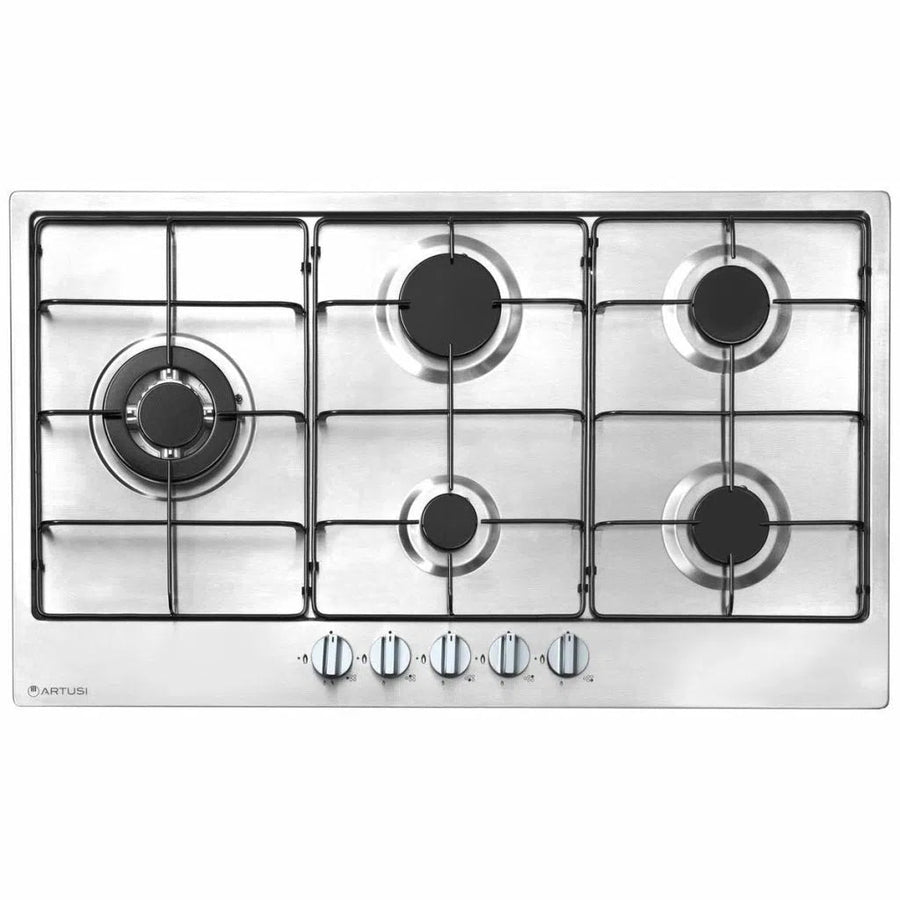 Gas Cooktop Hardings Hardware Artusi 90cm Stainless Steel Gas Cooktop CAGH90ETX