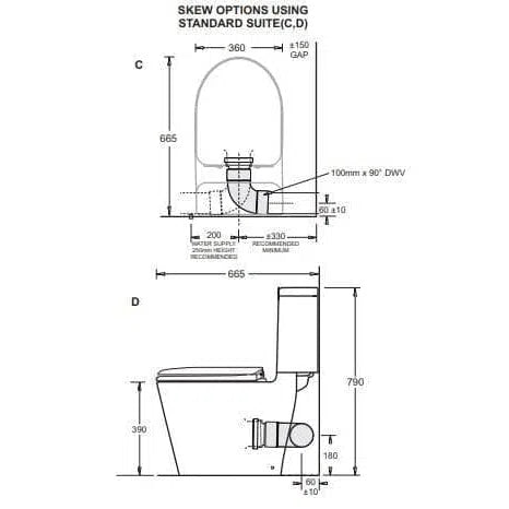 Johnson Suisse Cotto Space Solution Skew Toilet Suite