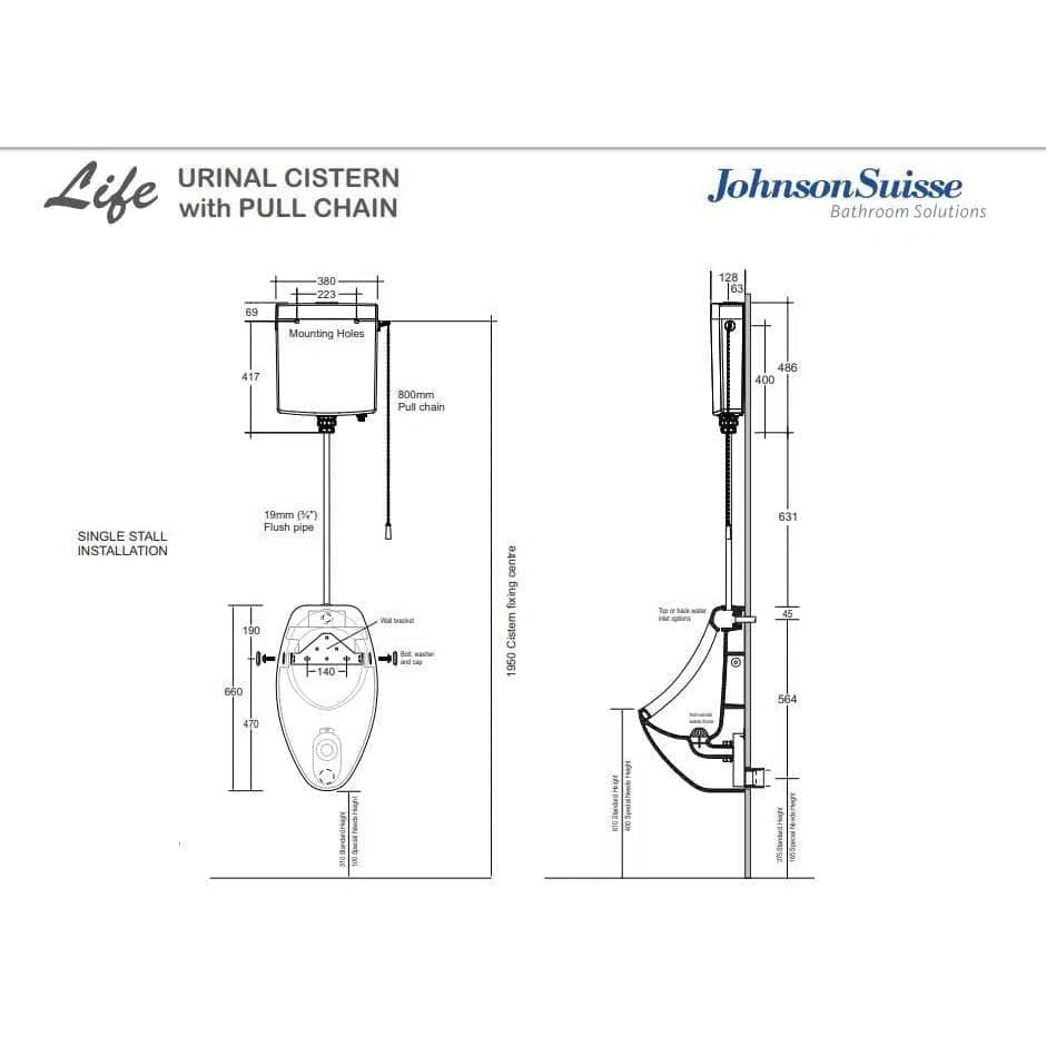 Johnson Suisse Life Pull Chain Urinal Cistern