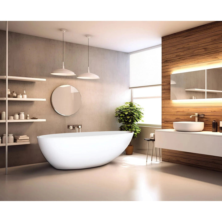 Kaskade Zoey Freestanding Egg-Shaped Stone Bath
