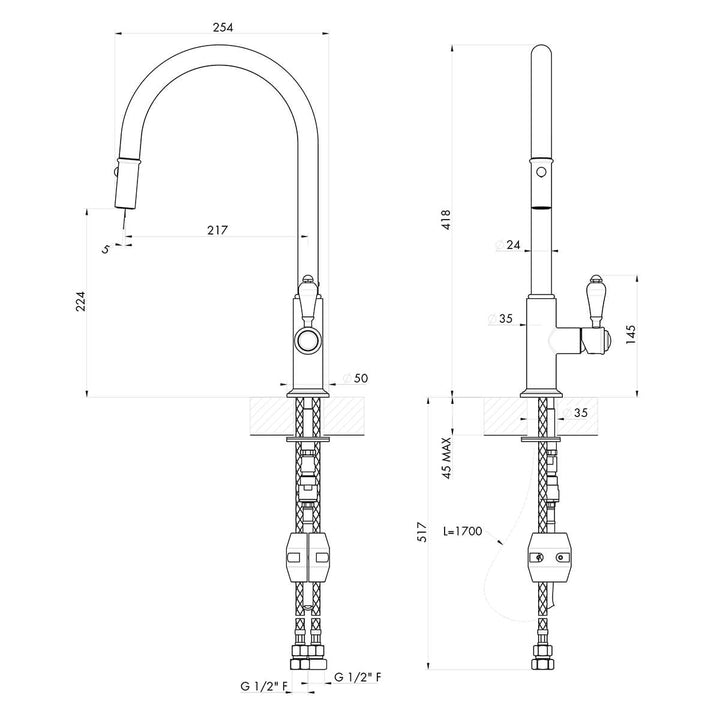 Turner Hastings Ludlow Pull Out Sink Mixer - Design 10
