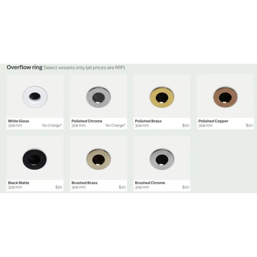 Spare Parts Marquis Basin Overflow Ring - Colours