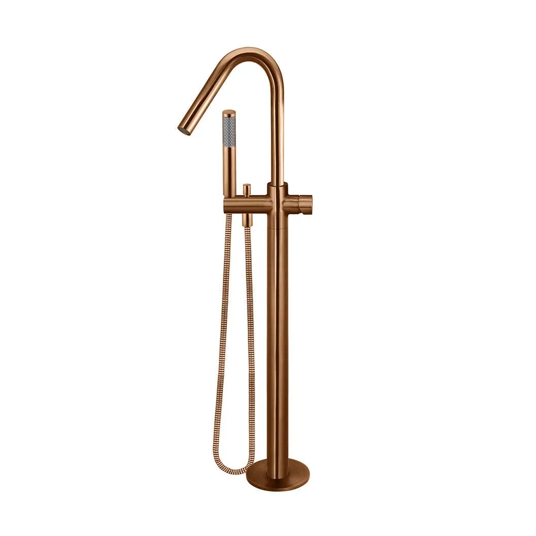 Meir Round Pinless Freestanding Bath Spout + Hand Shower