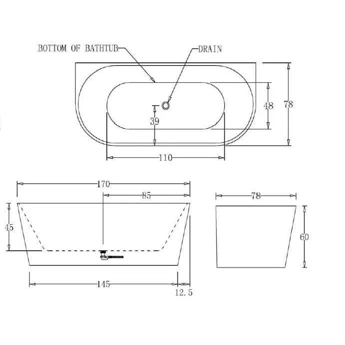 Bath PWE PWE Kiato Wall Faced Bath