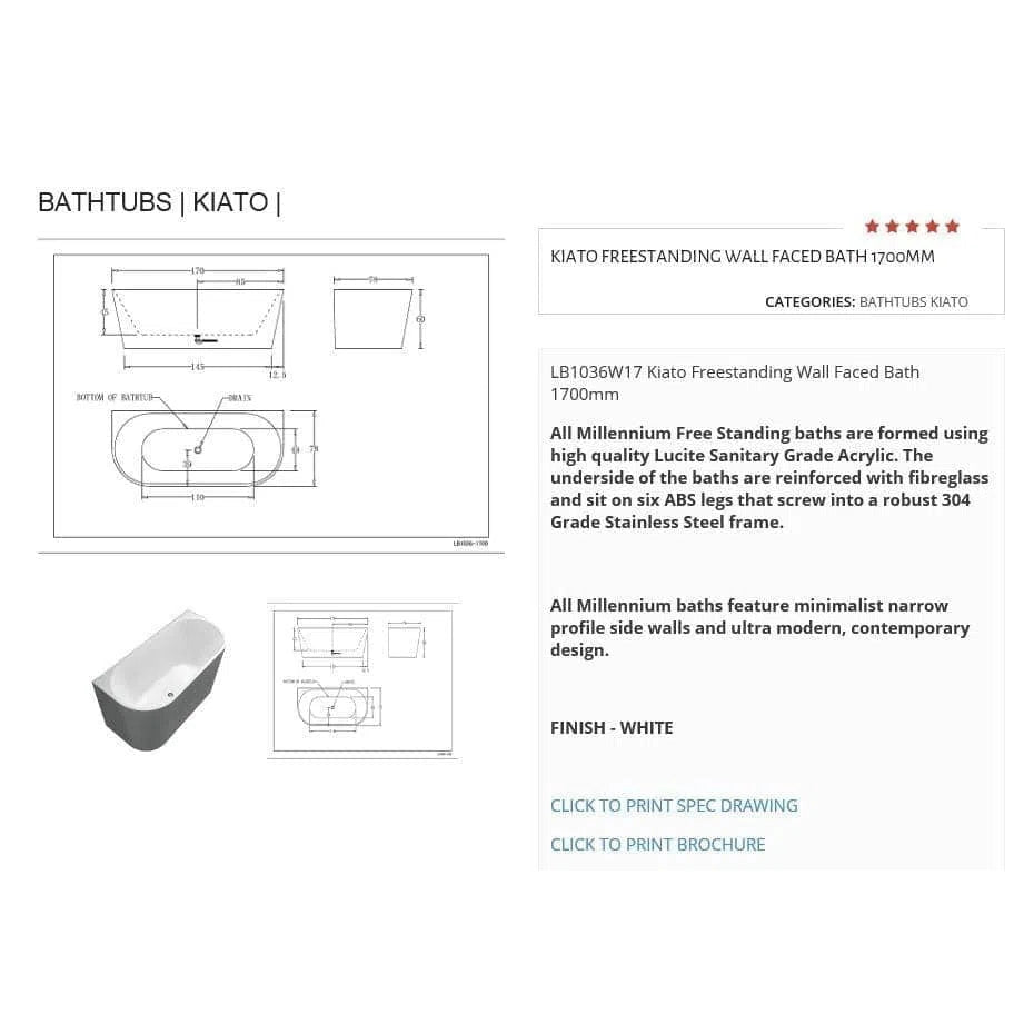 Bath Millennium Millennium Kiato Wall Faced Bath