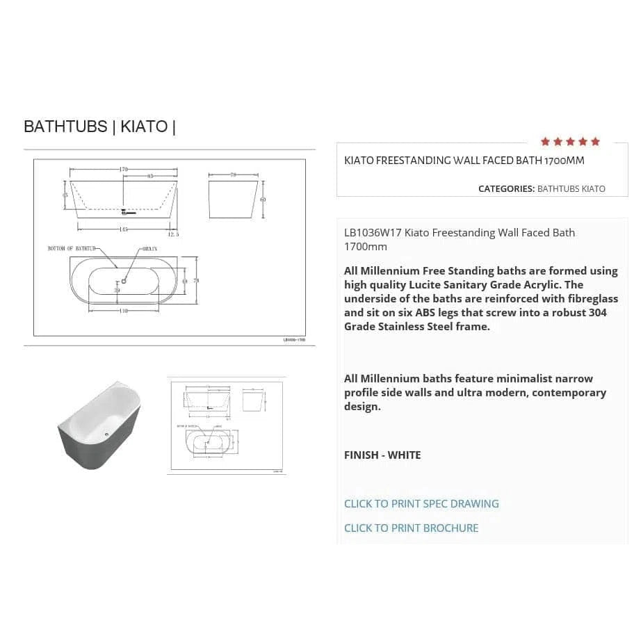 Bath Millennium Millennium Kiato Wall Faced Bath