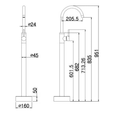 Freestanding Bath Tap Millennium Millennium Cioso Bath Filler - Matte Black
