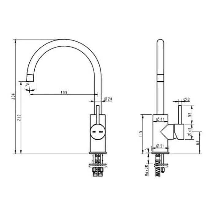 Millennium Cioso Sink Mixer - Modern Brass