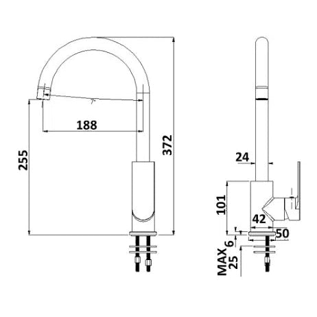 Millennium Kiato Sink Mixer - Matte Black