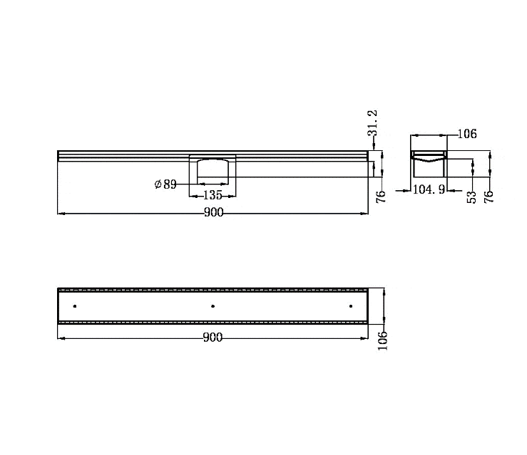 Nero Tile Insert V Channel Floor Grate Outlet With Hole Saw