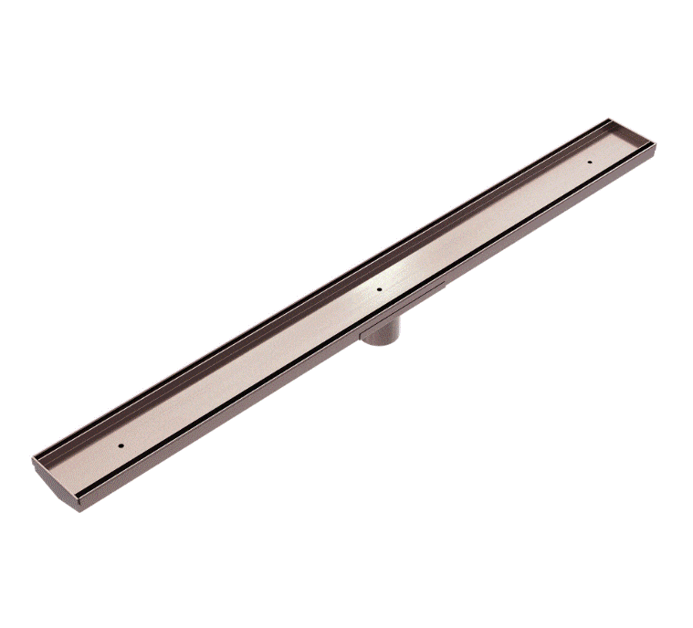 Floor Waste Nero Nero Tile Insert V Channel Floor Grate Outlet With Hole Saw Brushed Bronze / 50mm