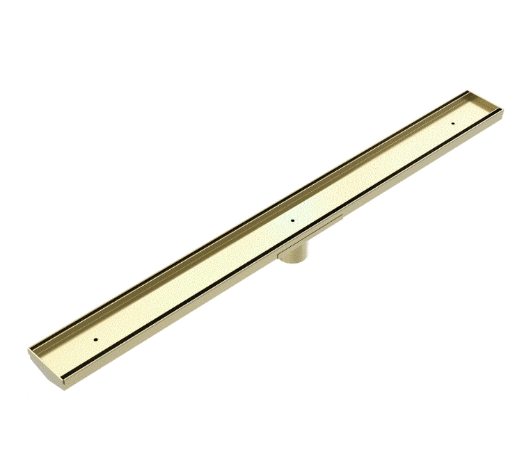Floor Waste Nero Nero Tile Insert V Channel Floor Grate Outlet With Hole Saw Brushed Gold / 50mm