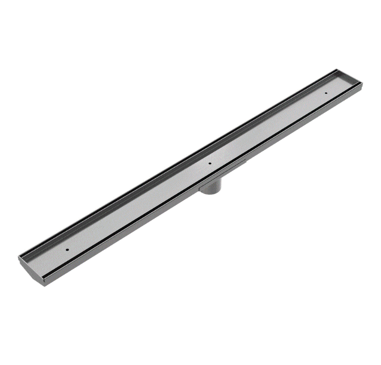 Floor Waste Nero Nero Tile Insert V Channel Floor Grate Outlet With Hole Saw Gun Metal / 50mm