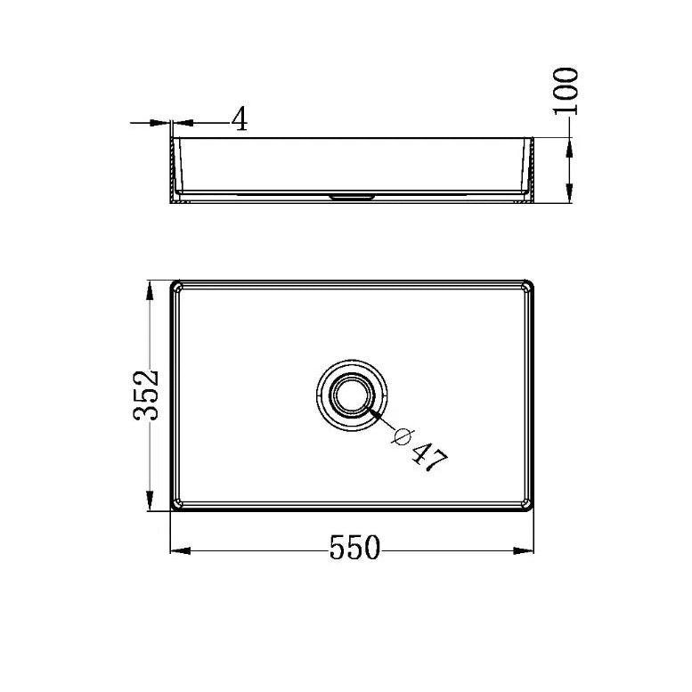 Nero Rectangle Stainless Steel Basin Graphite