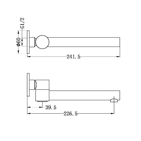 Nero Dolce Wall Mounted Swivel Bath Spout Matte Black