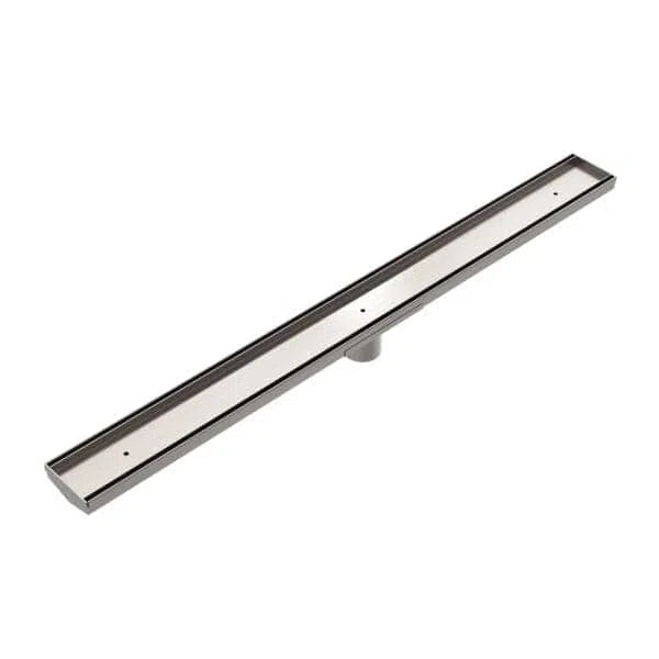 Nero Tile Insert V Channer Floor Grate Outlet With Hole Saw Brushed Nickel 50mm