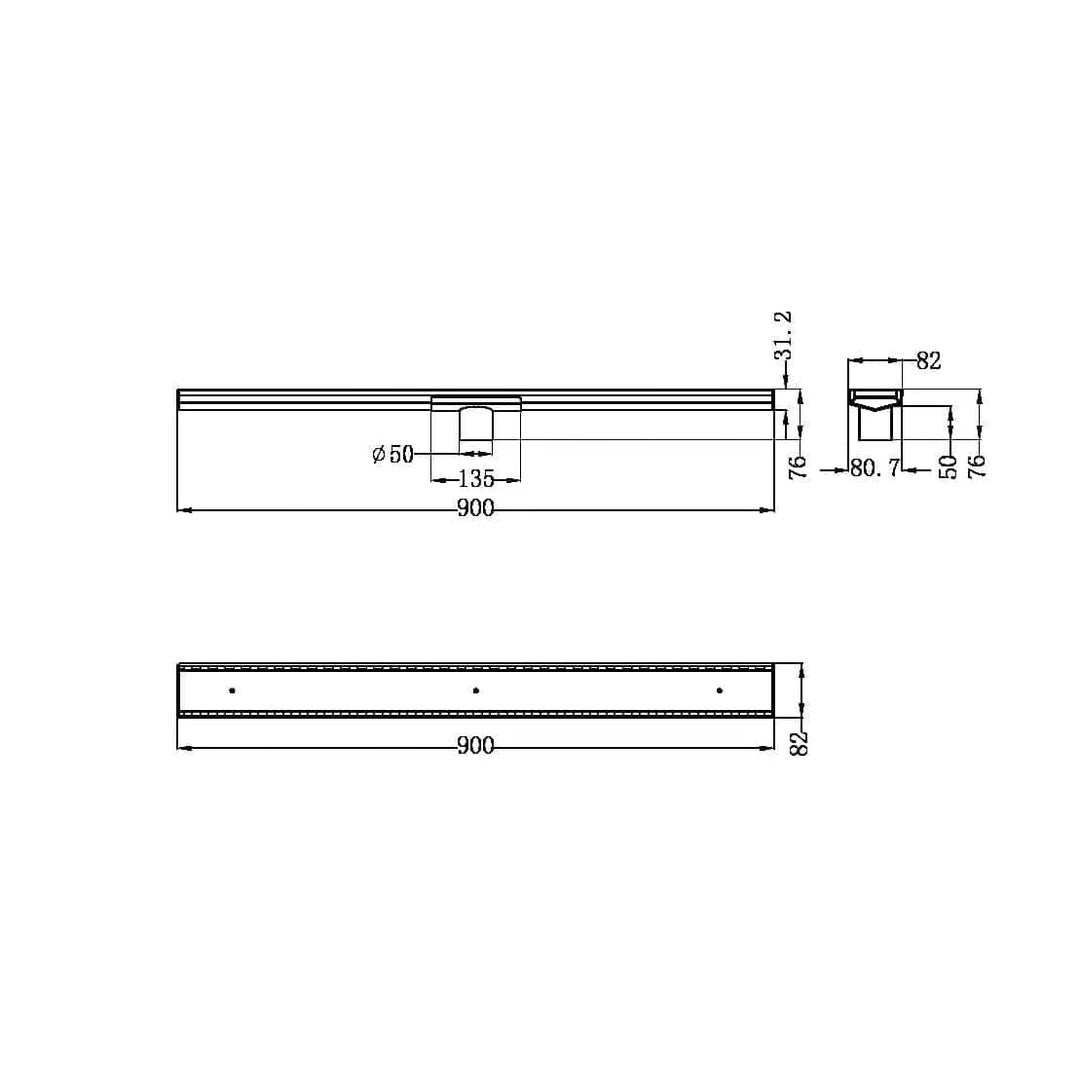 Nero Tile Insert V Channer Floor Grate Outlet With Hole Saw Matte Black 50mm