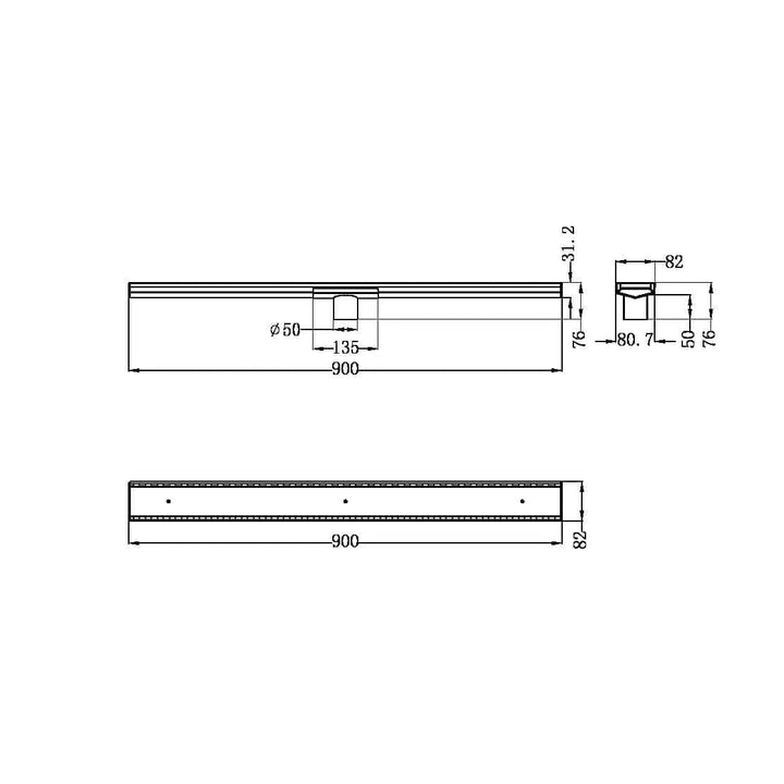 Nero Tile Insert V Channer Floor Grate Outlet With Hole Saw Matte Black 50mm