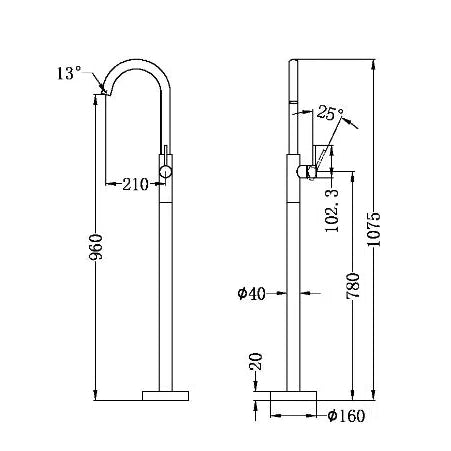 Nero Floor Mount Mixer Brushed Nickel