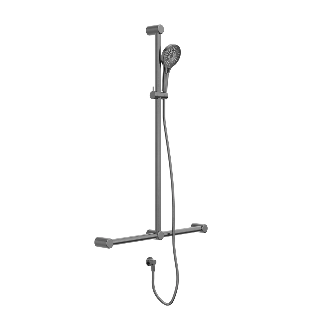 Nero Mecca Care 32mm T Bar Grab Rail and Adjustable Shower Set 1100x750mm