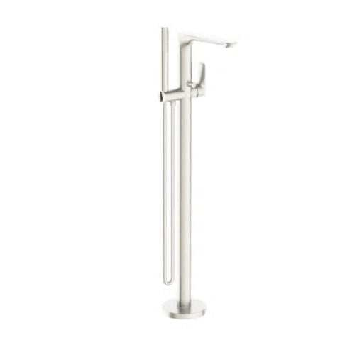 Nero Bianca Floor Standing Bath Mixer With Hand Shower Brushed Nickel