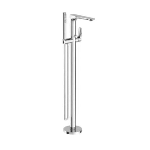 Nero Bianca Floor Standing Bath Mixer With Hand Shower Chrome