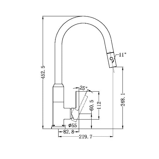 Nero Kitchen Pull Out Sink Mixer With Vegie Spray Function Matte Black